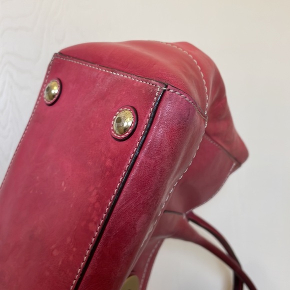 Coach raspberry pink turnlock leather carry all pocket zip tote 👜 - Picture 6 of 12